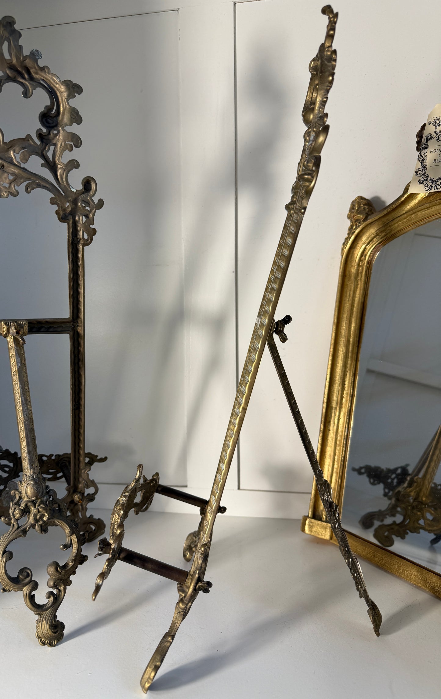French Ornate Brass Easels