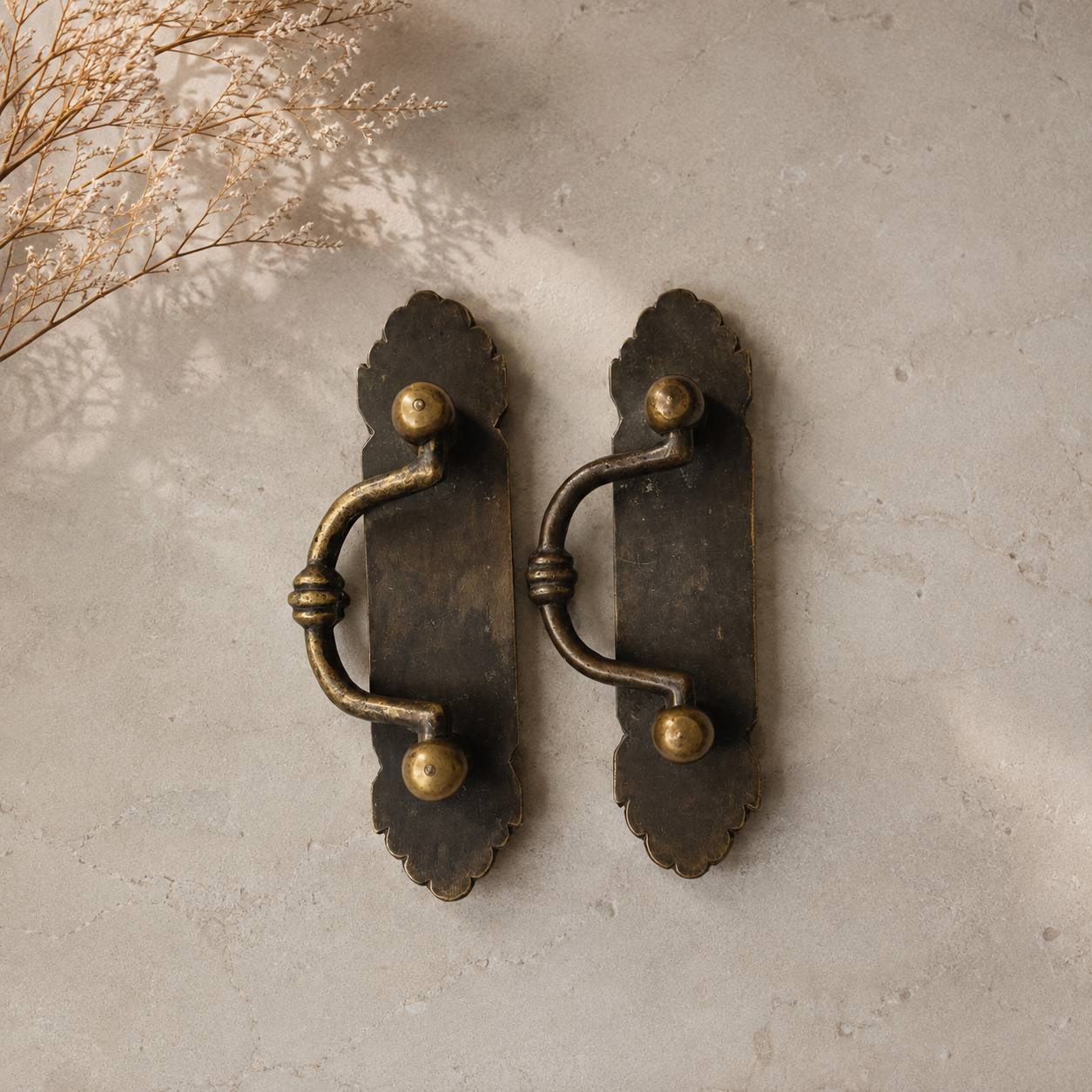 Pair of Antique Italian Bronze Door Handles