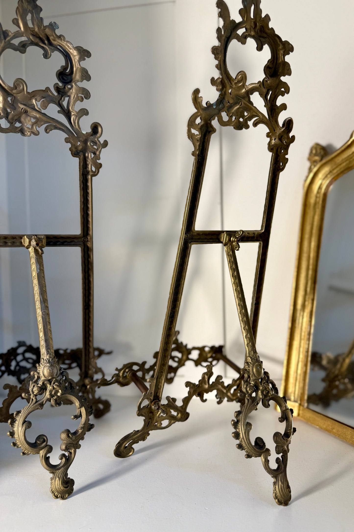French Ornate Brass Easels