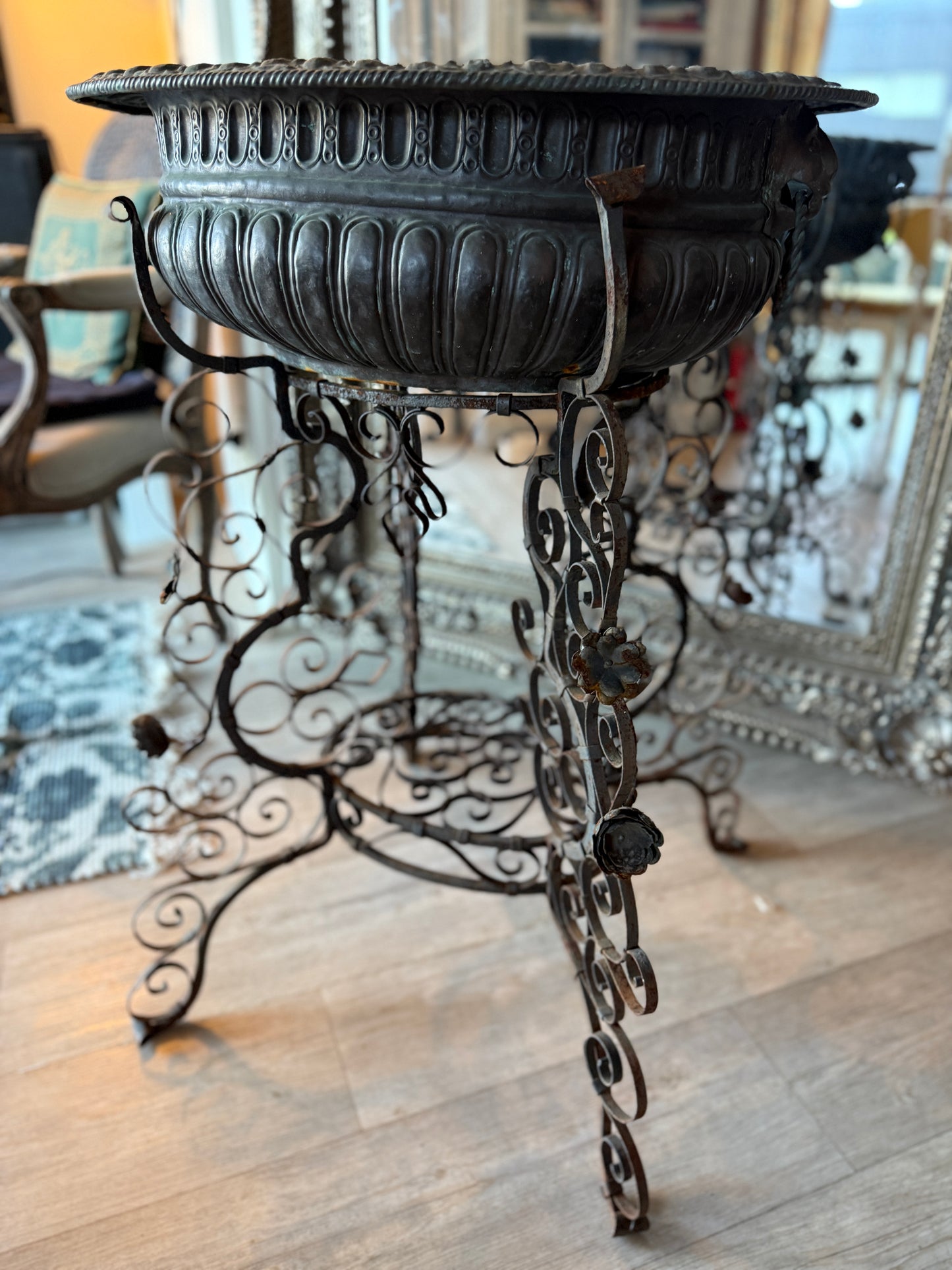 Antique Italian Black Iron Braciere