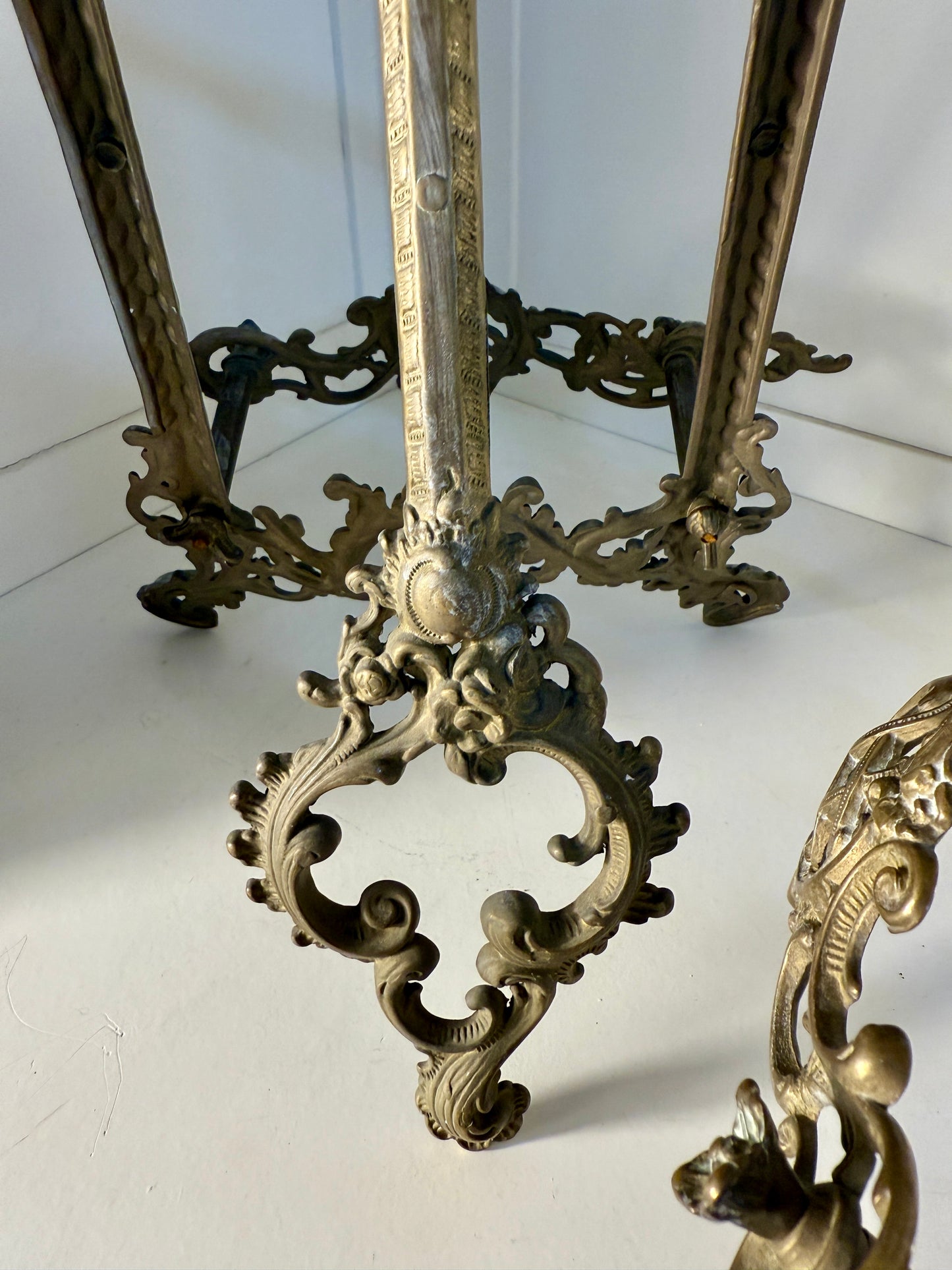 French Ornate Brass Easels