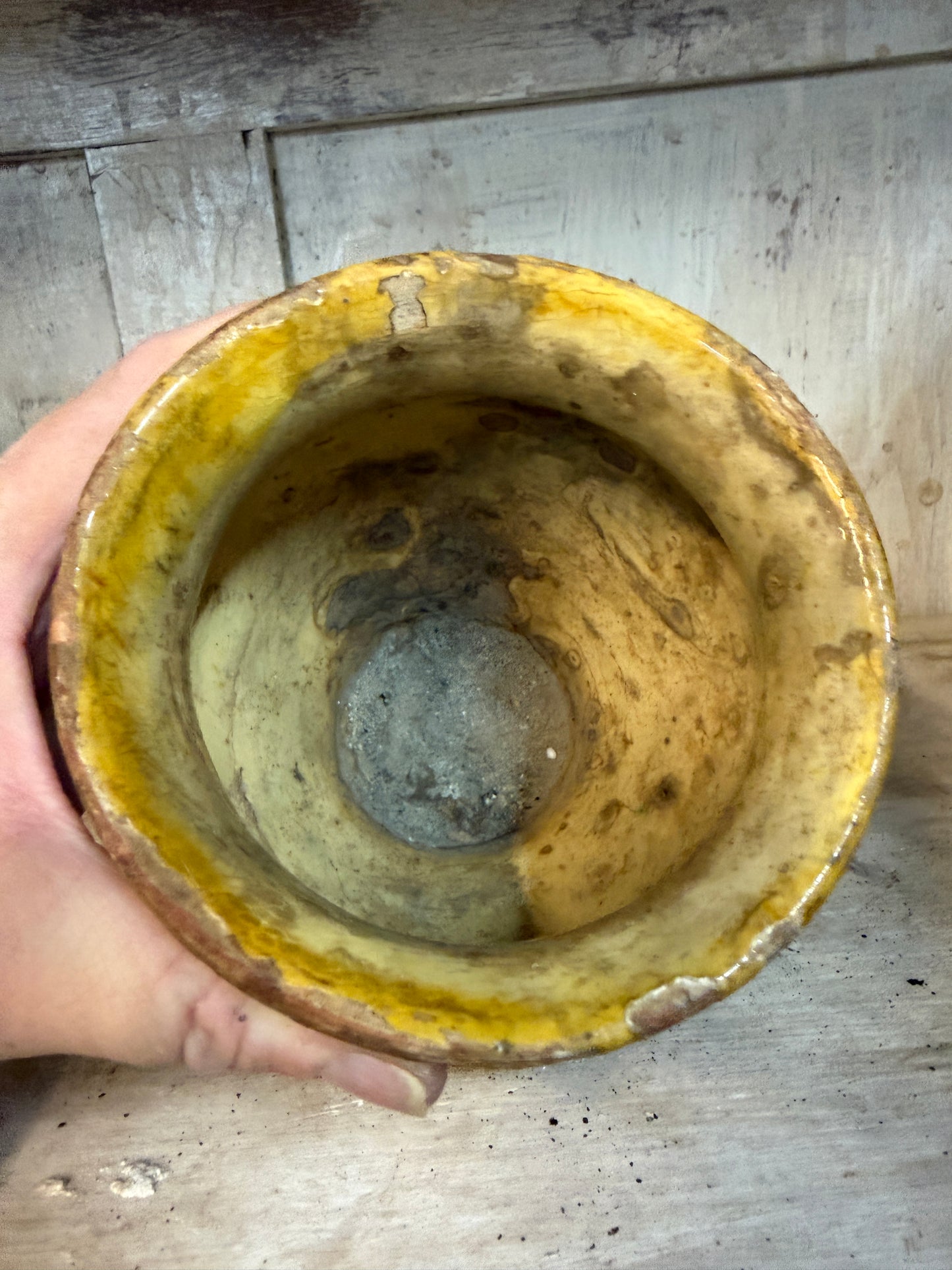 19th Century French Confit Pot Small - Yellow Glazed Rustic Earthenware Vessel