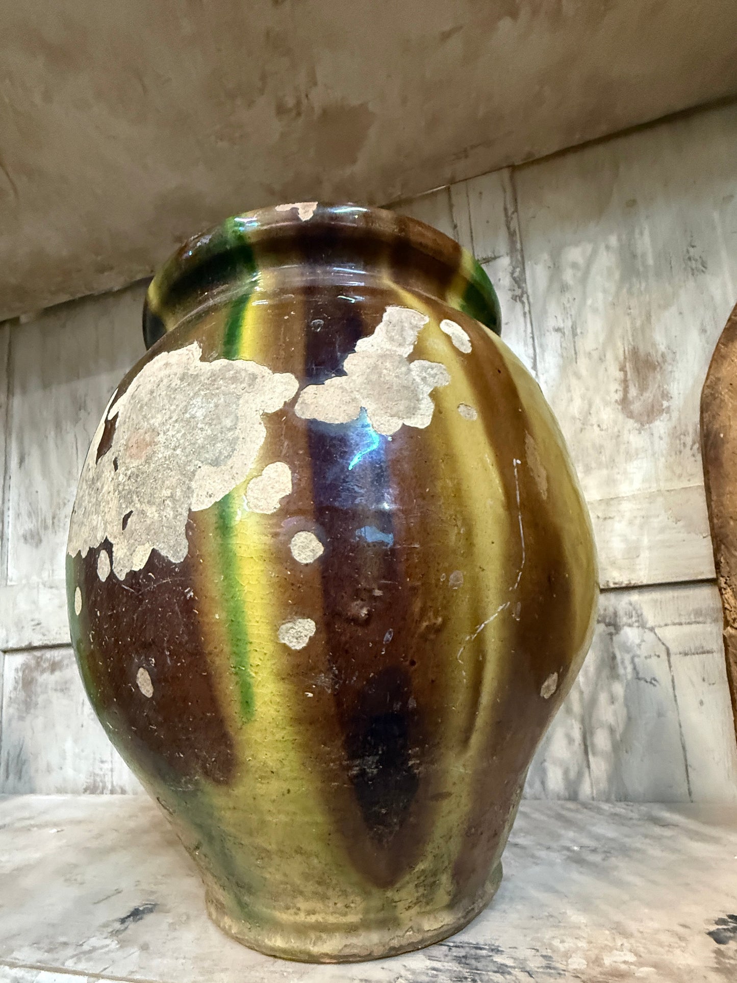 Antique French Terracotta Urn Circa Early 20th Century | Large Multicolour Glazed Form