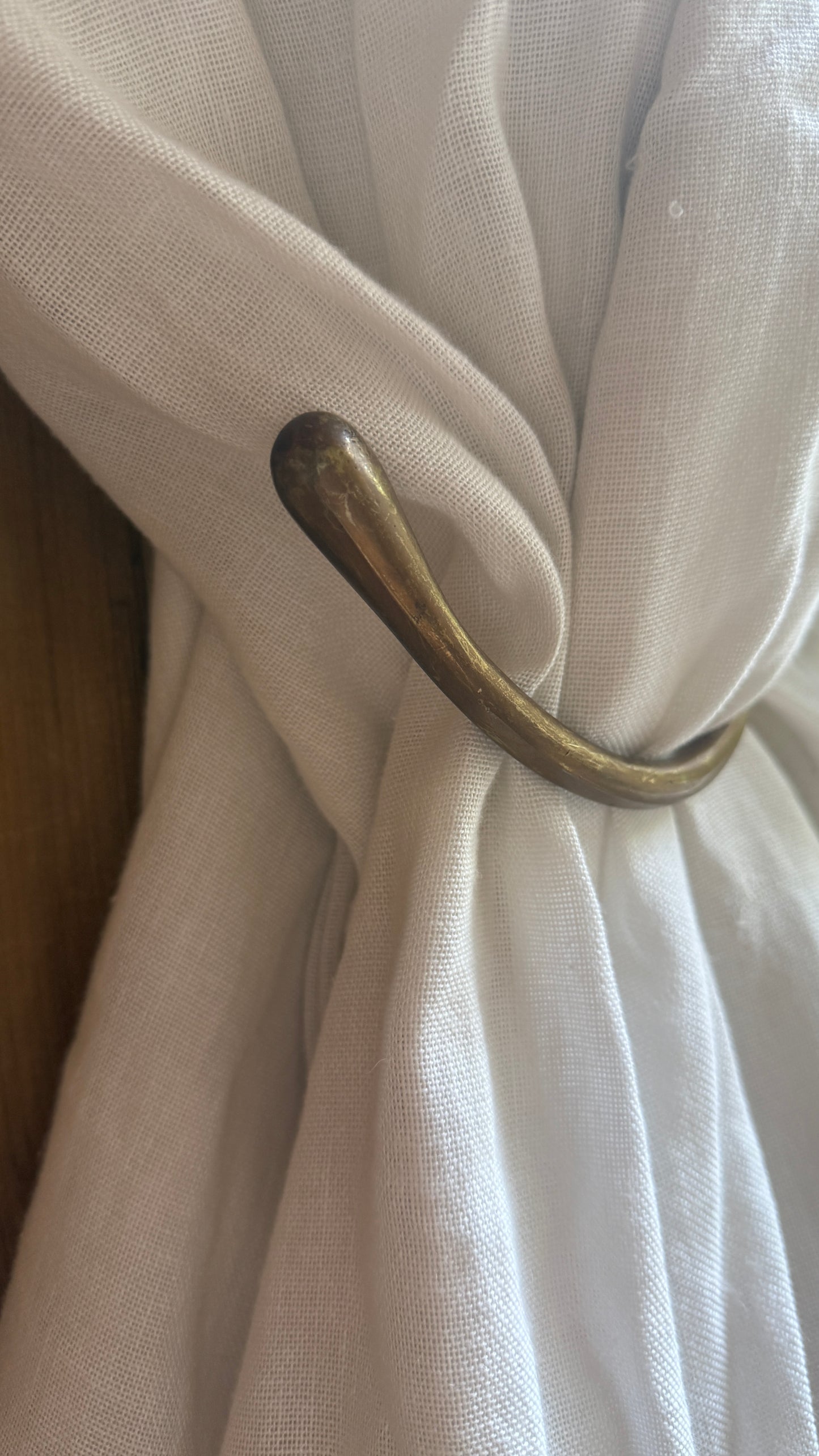 Antique French Brass Hammered Tie Backs