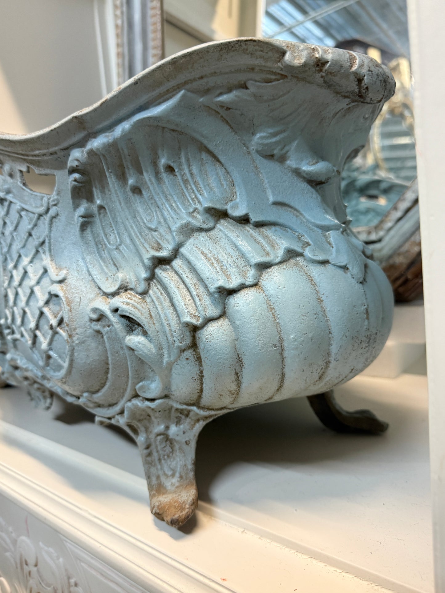 Large French Antique Cast Iron Jardinière