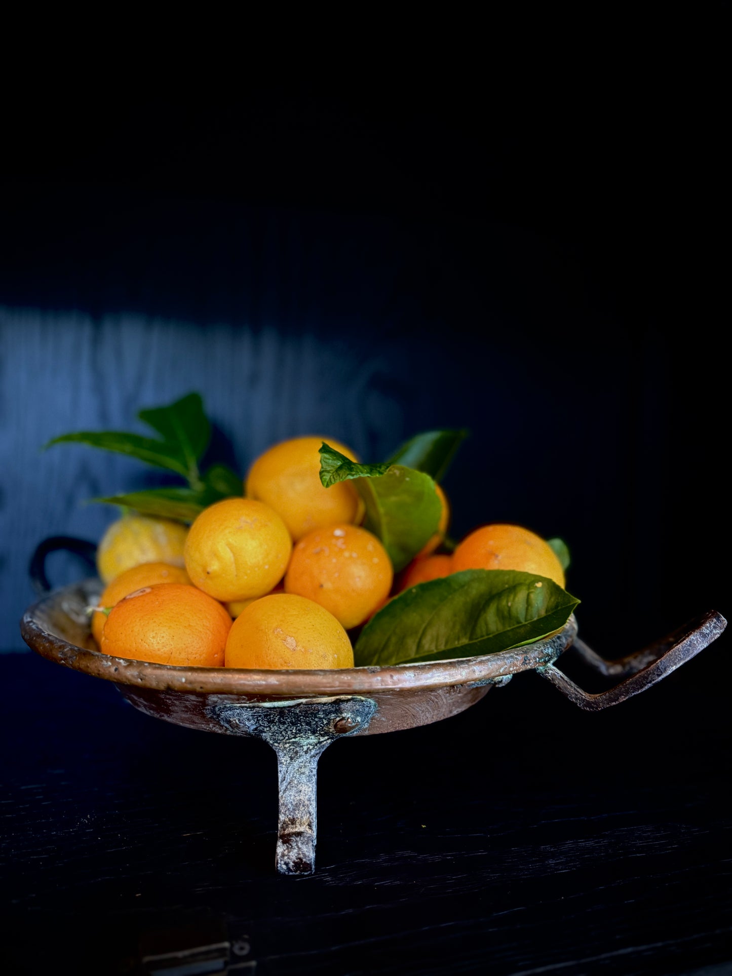 18th-century French Antique Copper, Iron Footed Dish