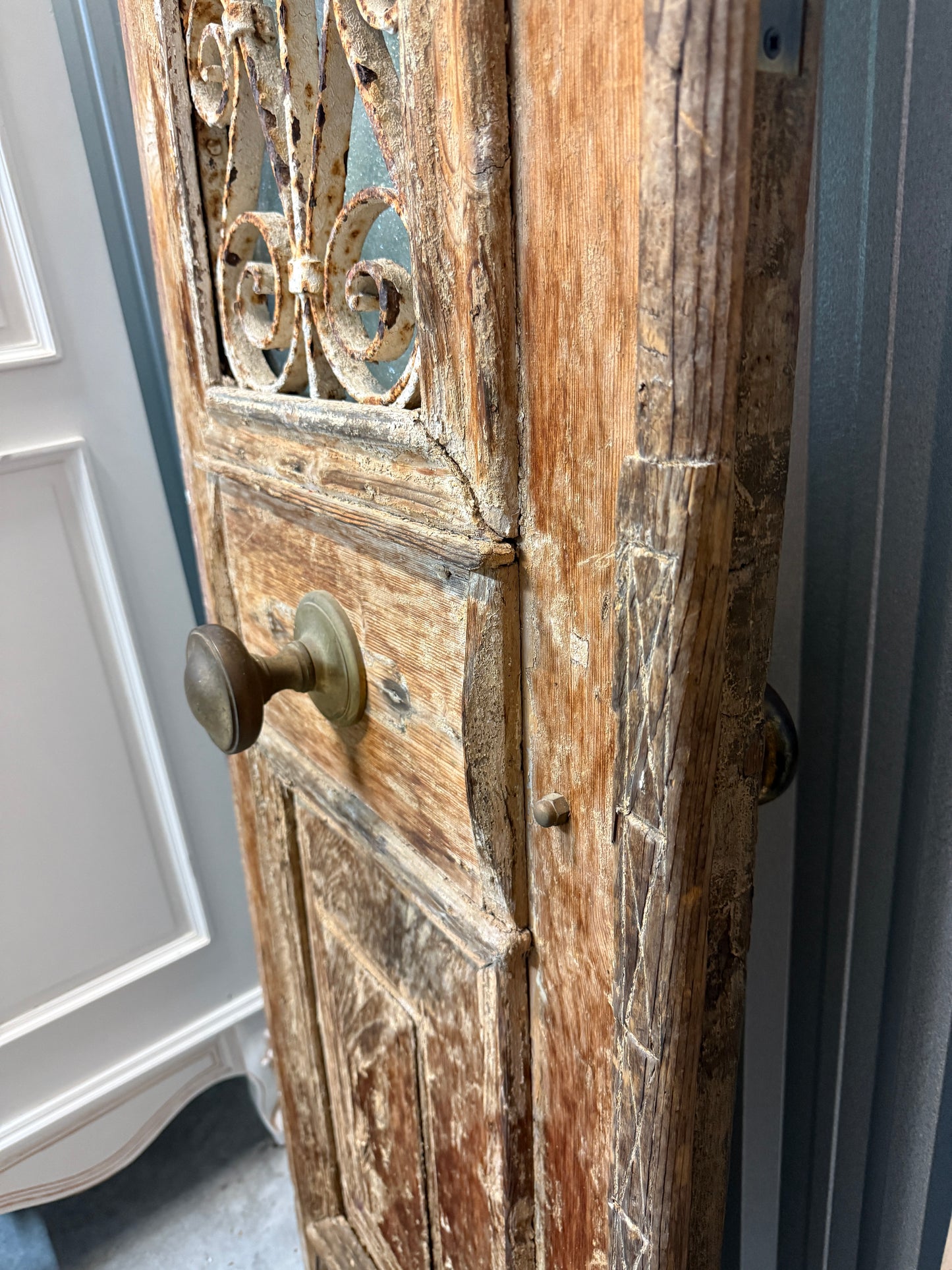 Antique Oak Doors with Iron Scroll Work