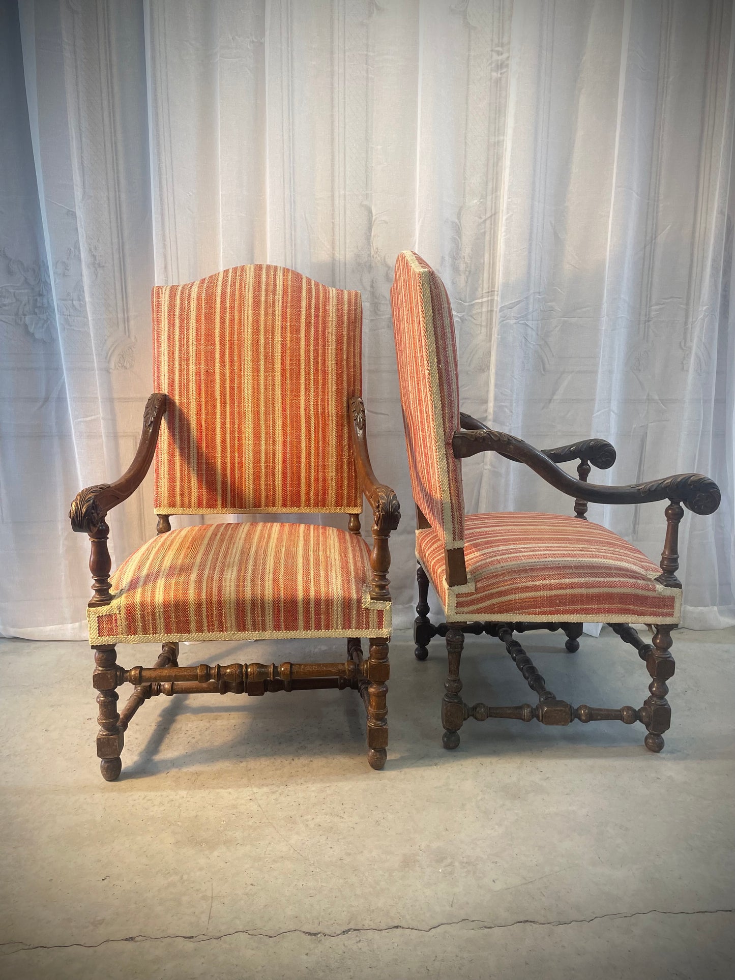 French Walnut Armchairs