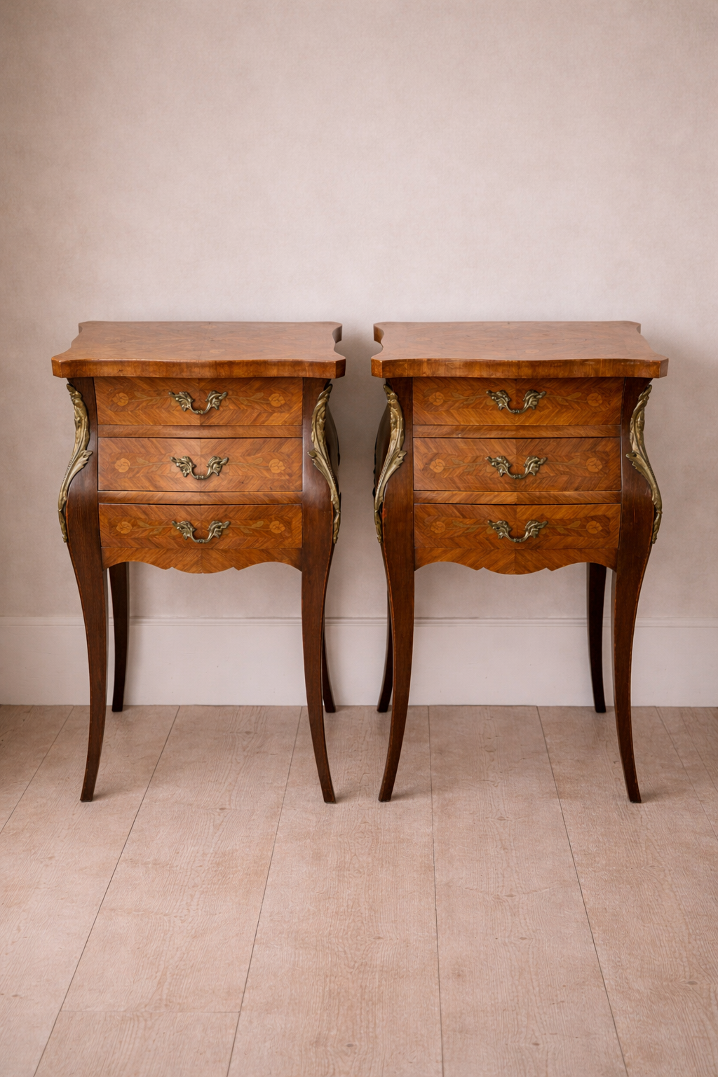 Bedside Table Set Italian Walnut