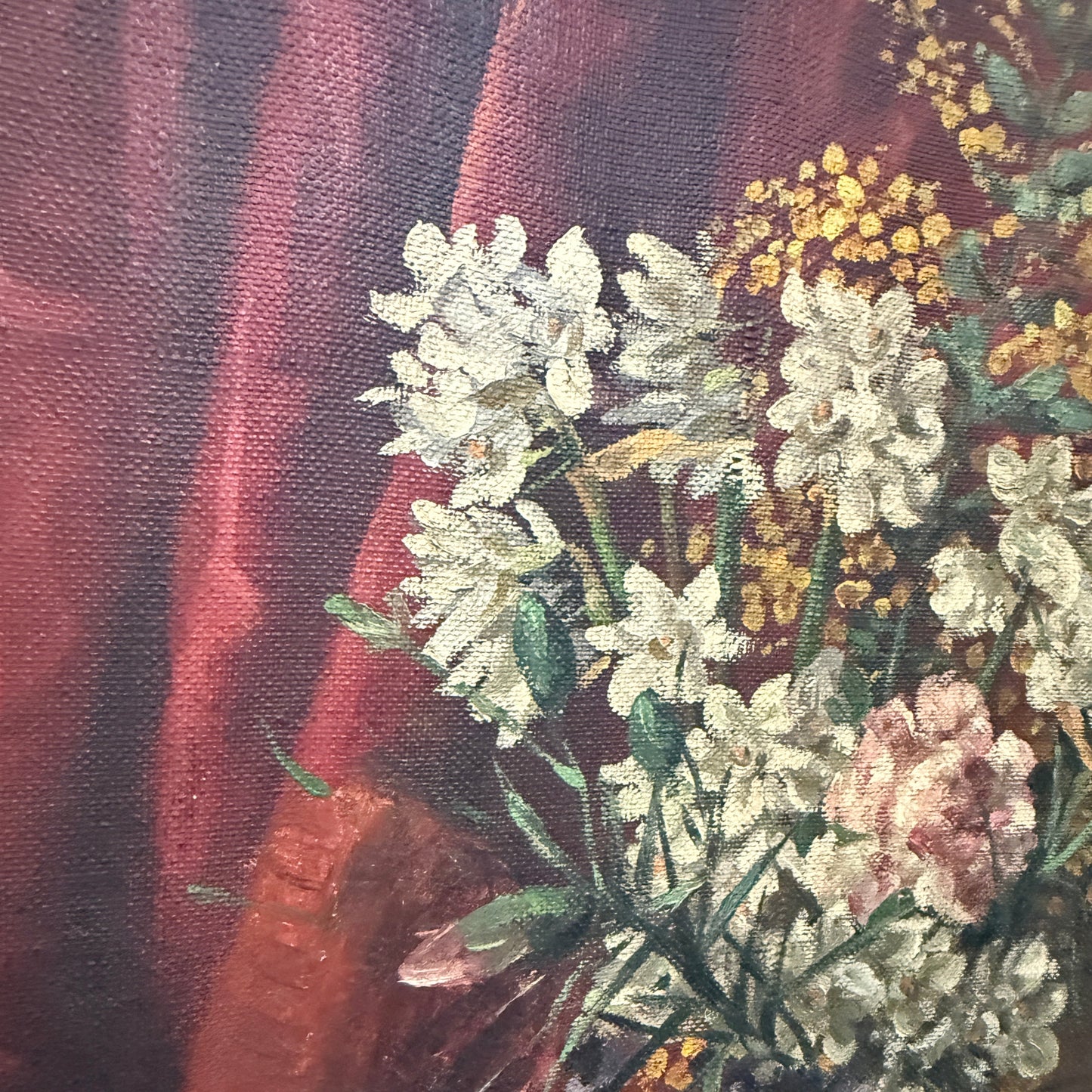 Italian Still Life with Flowers & Citrus, Oil on Canvas, Mid 20th Century