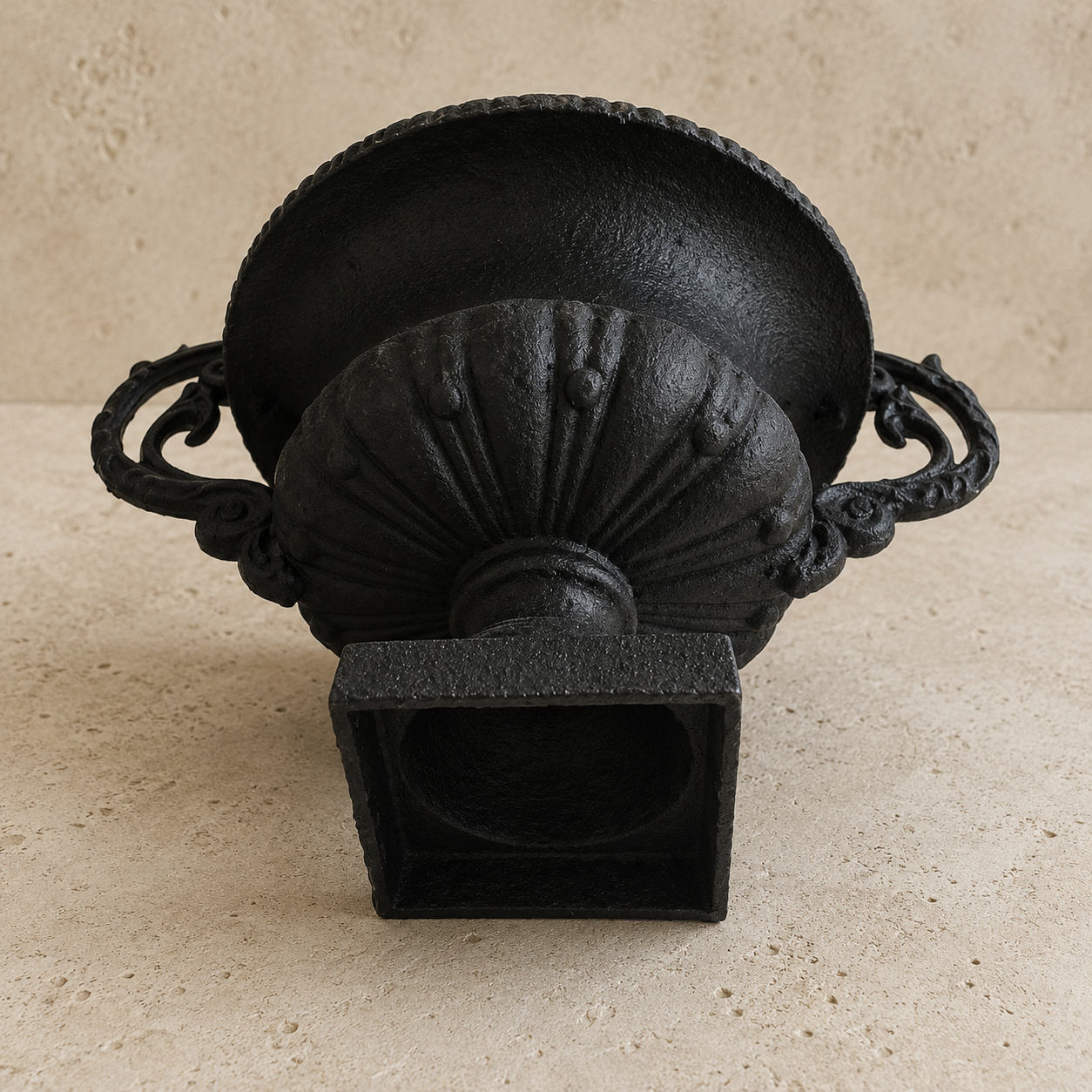 Blackened French Cast Iron Urn, 20th Century