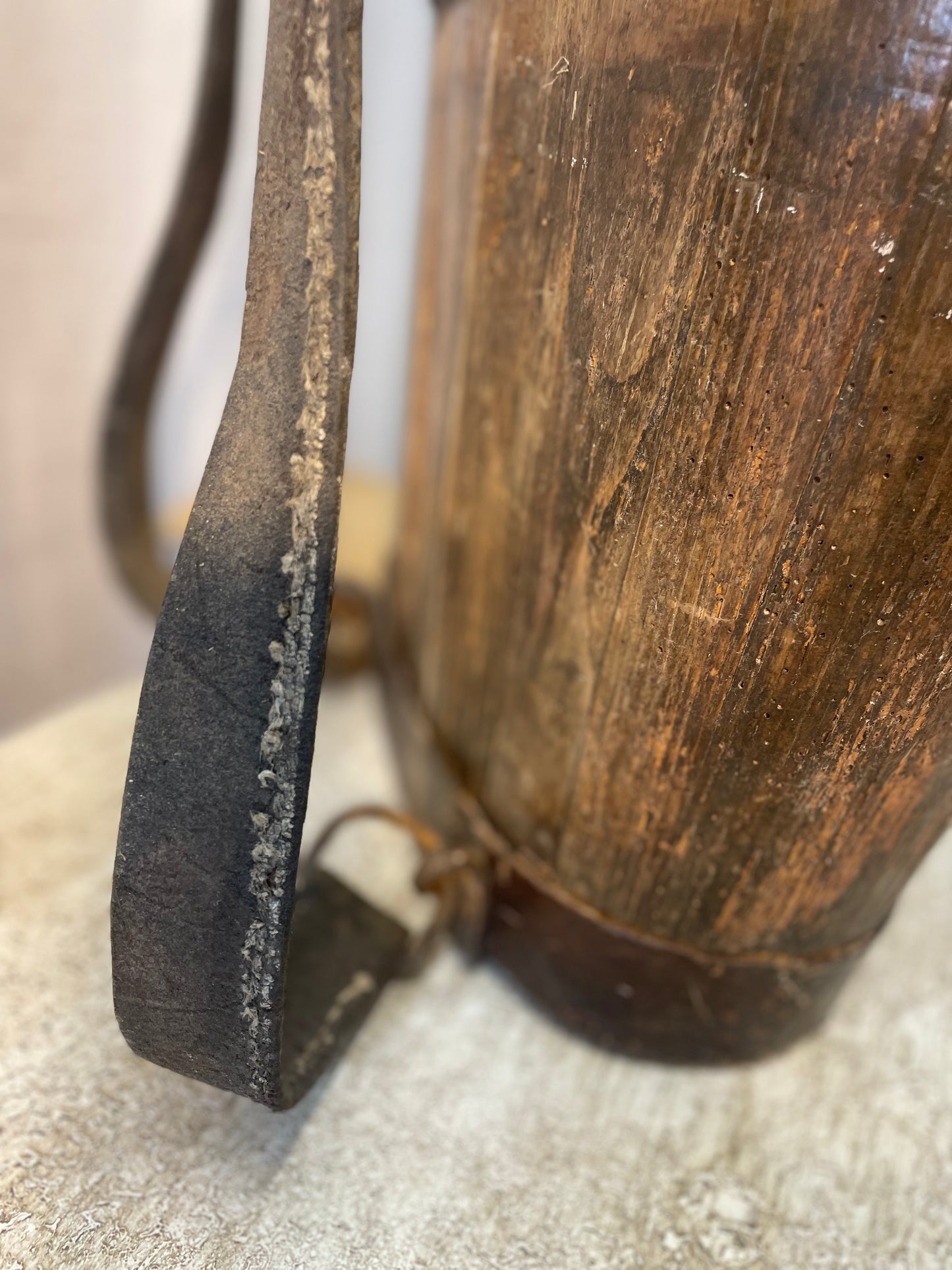 19th Century Oak and Leather French Grape Harvest Hod