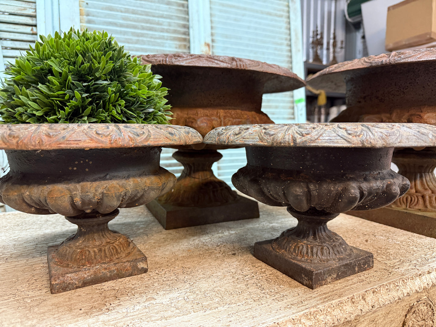 19th Century French Cast Iron Jardinières - petite