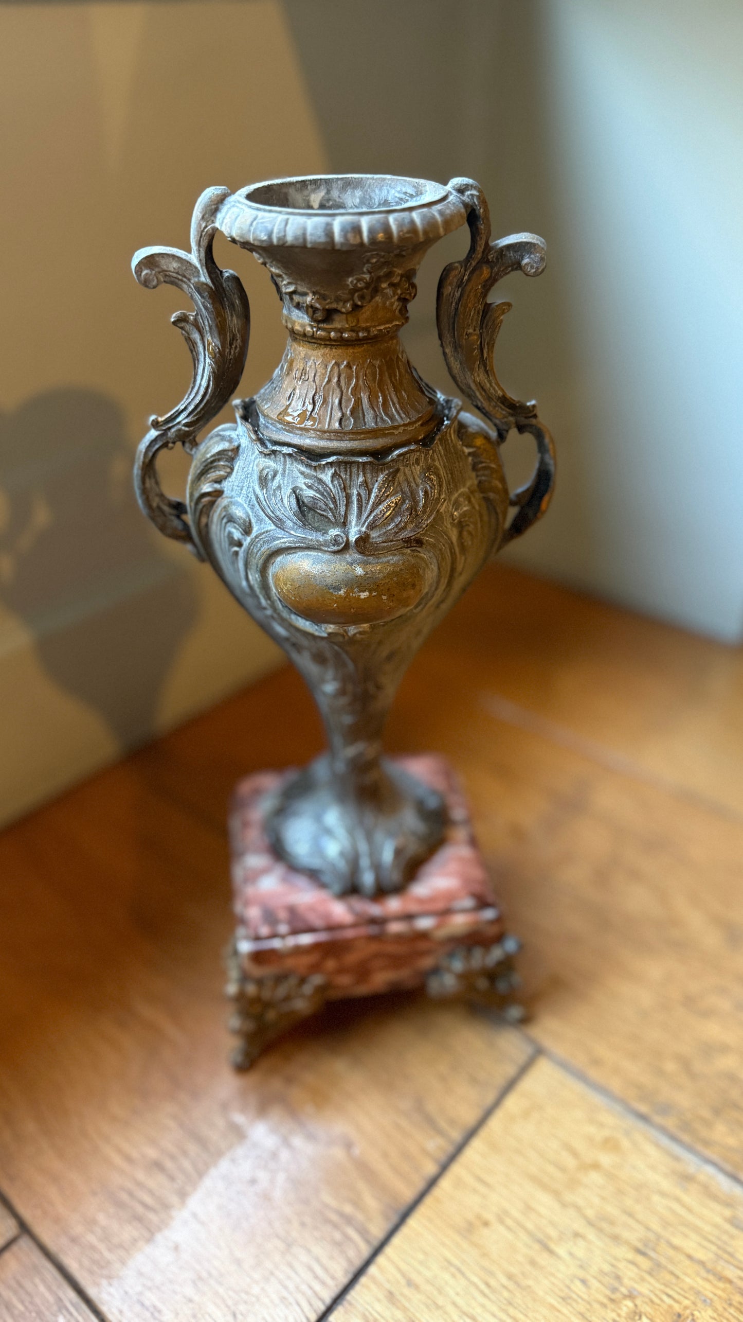 French Marble Based Brass Vases