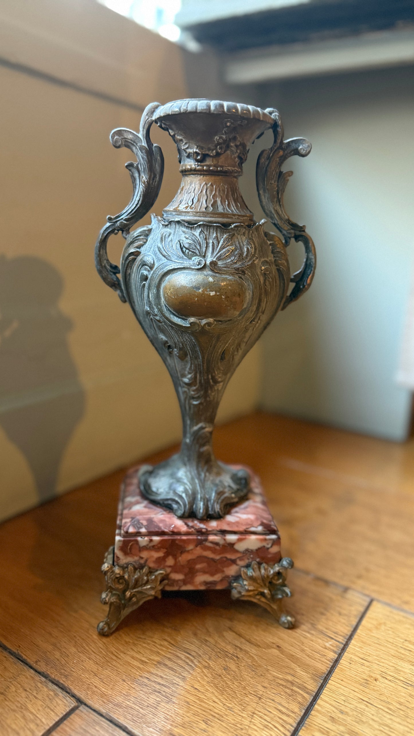 French Marble Based Brass Vases