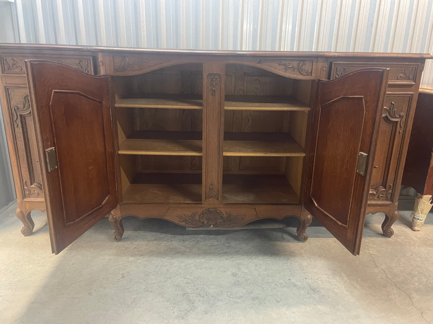 Grand Provincial French Oak Louis XV Style Buffet with Parquetry Top
