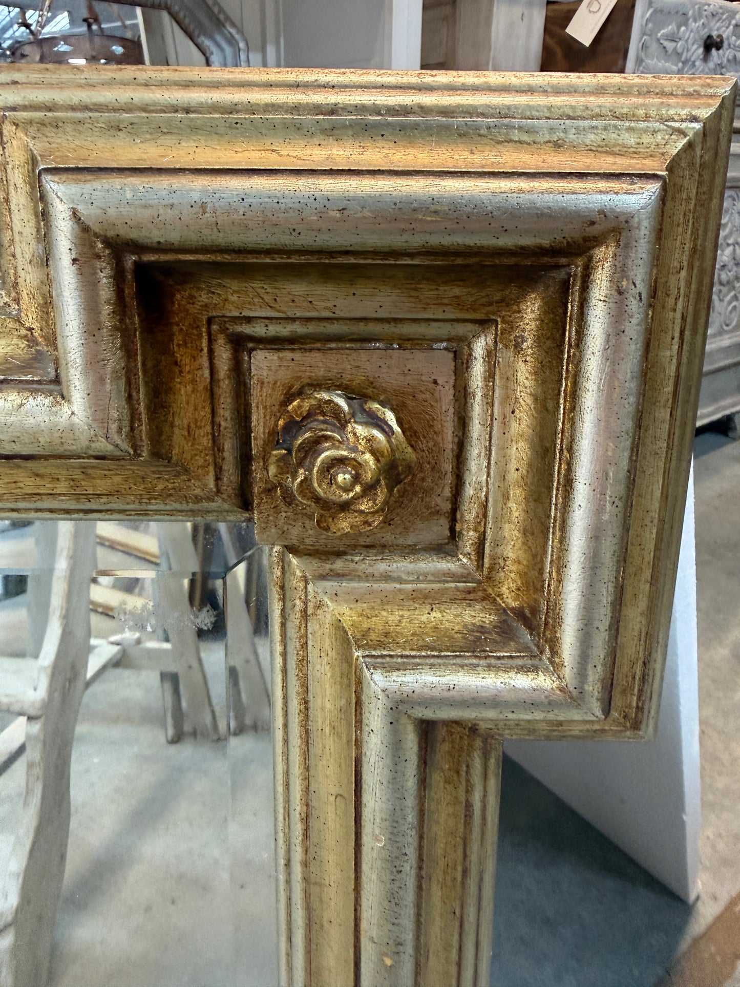 Mid Century Italian Gilt Mirror — Architectural Form