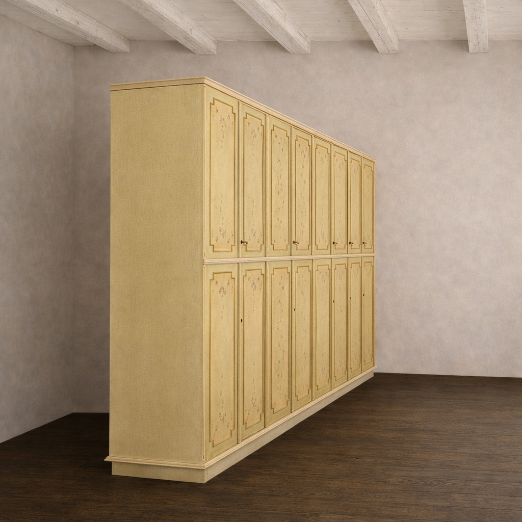 Monumental Vintage Italian 12-Door Cabinet