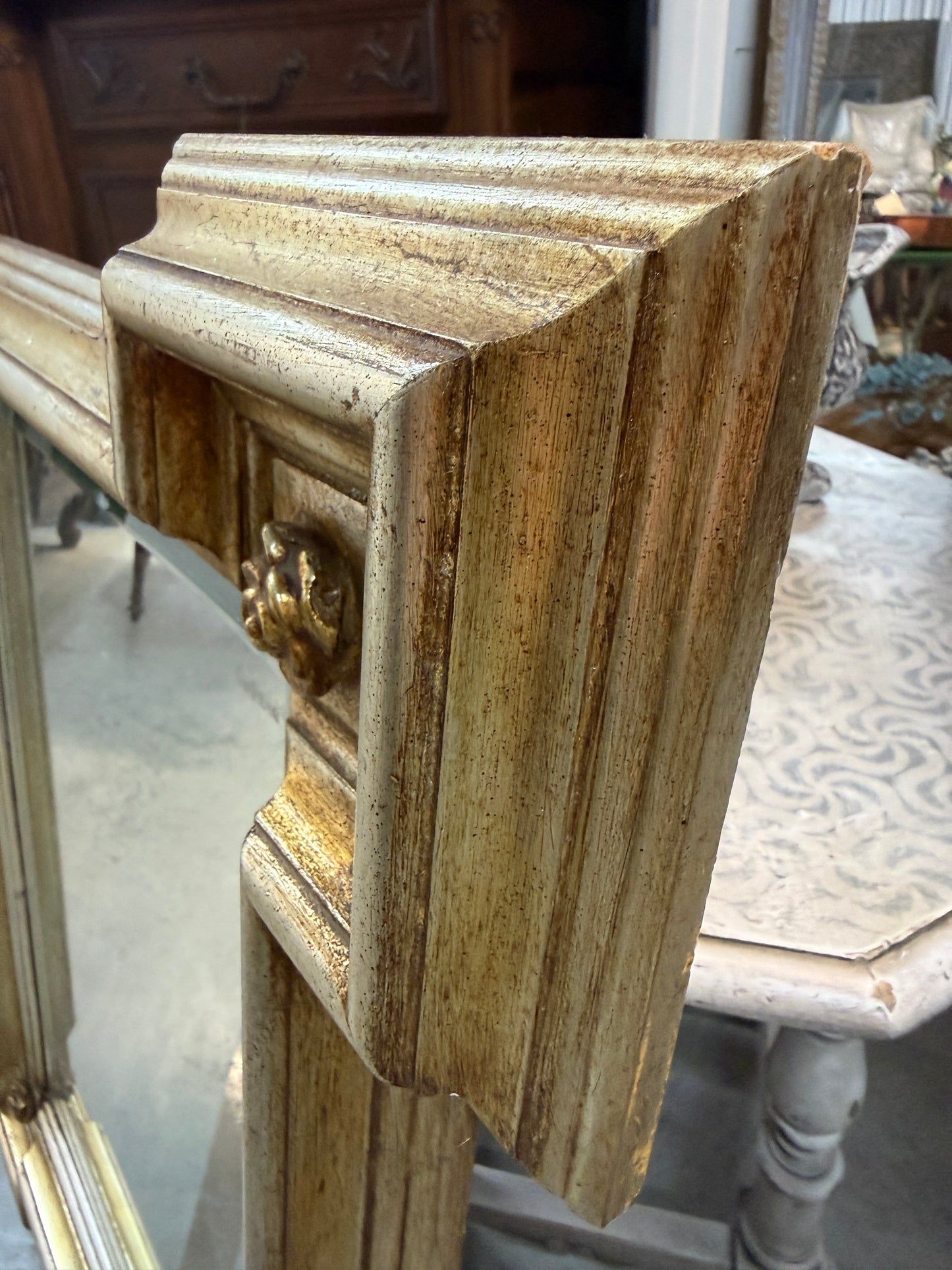 Mid Century Italian Gilt Mirror — Architectural Form