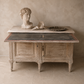 French Louis XVI Style Whitewashed Sideboard with Original Leather-Lined Writing Slide| 19th Century