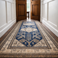 Antique French Sourced Wool Runner — c.1900–1920 | 5.0m Indigo Botanical Motif
By