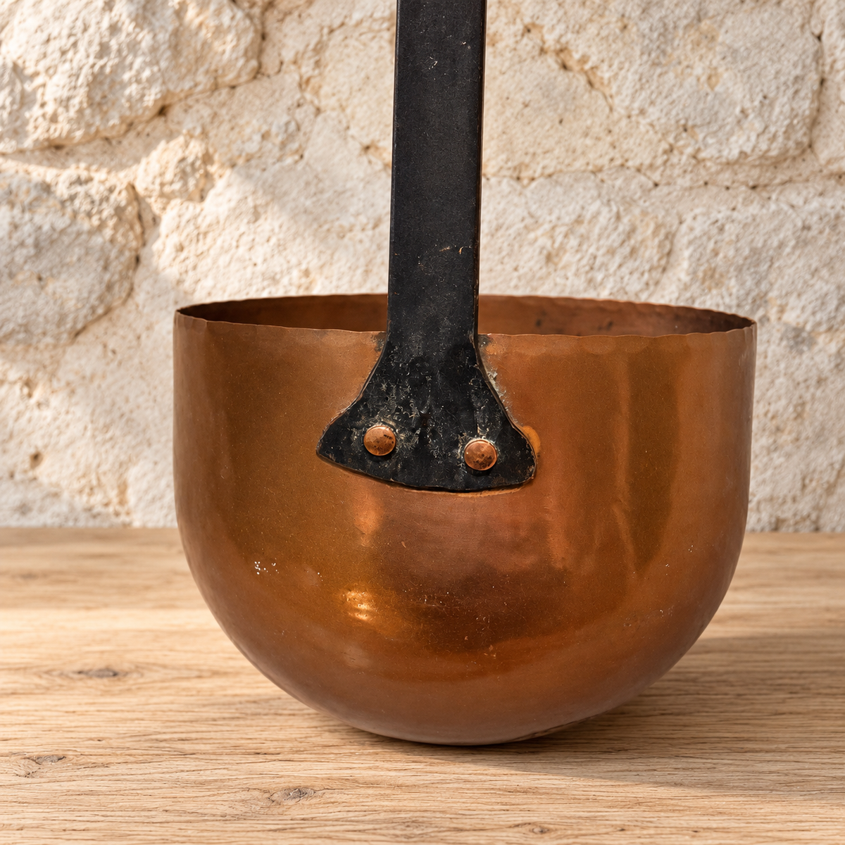 French Copper Ladle with Long Iron Handle | 62 cm