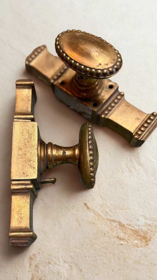 French Brass Door Handle Set