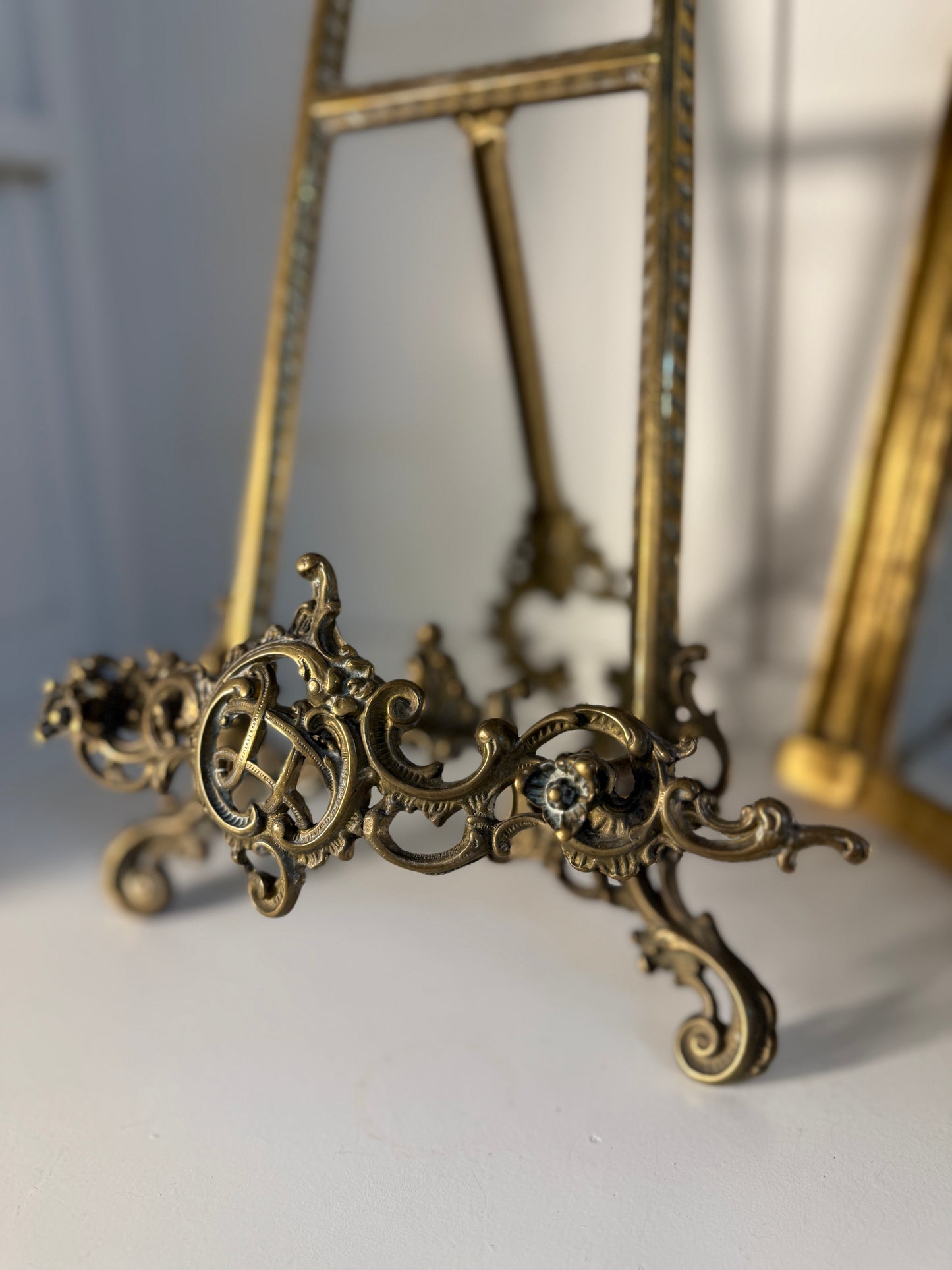 French Ornate Brass Easels