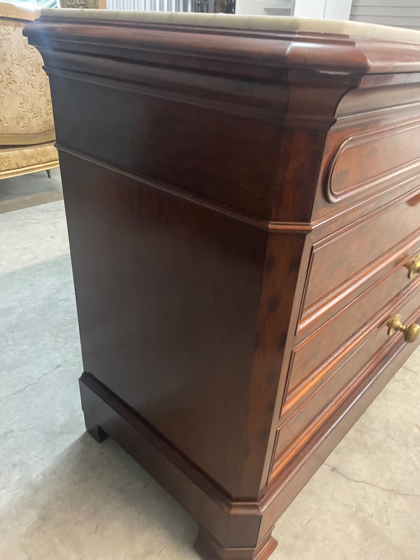 Marble Top Italian Mahogany Writing Desk