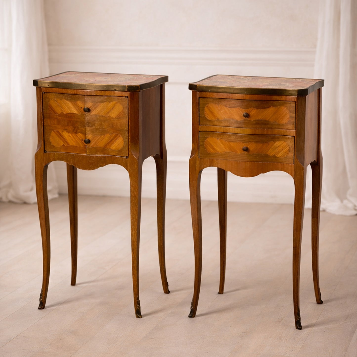French Pair 'Chevet' Bedside Tables