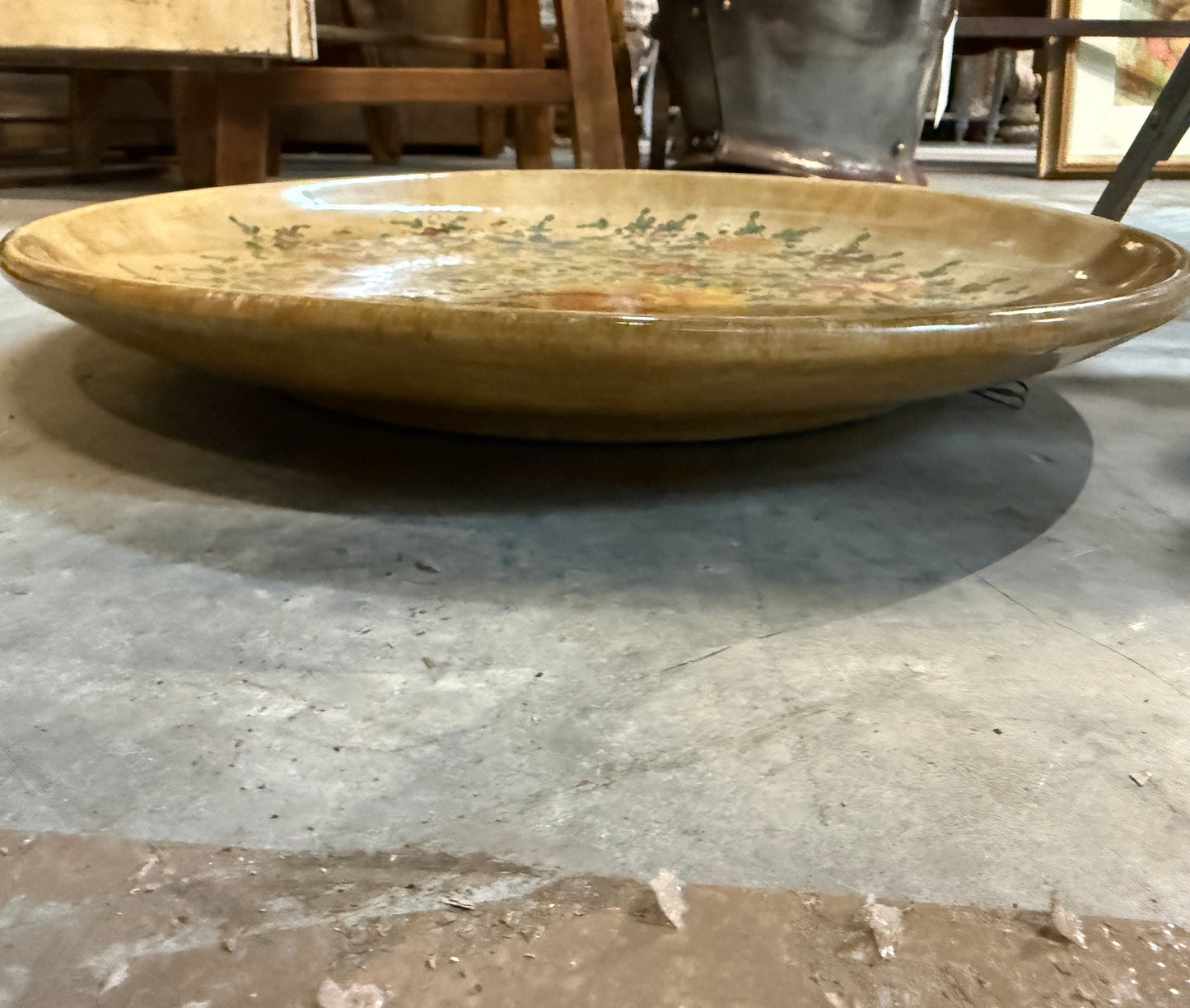 Large Italian Hand-Painted Ceramic Charger – Gubbio Floral Plate 46cm