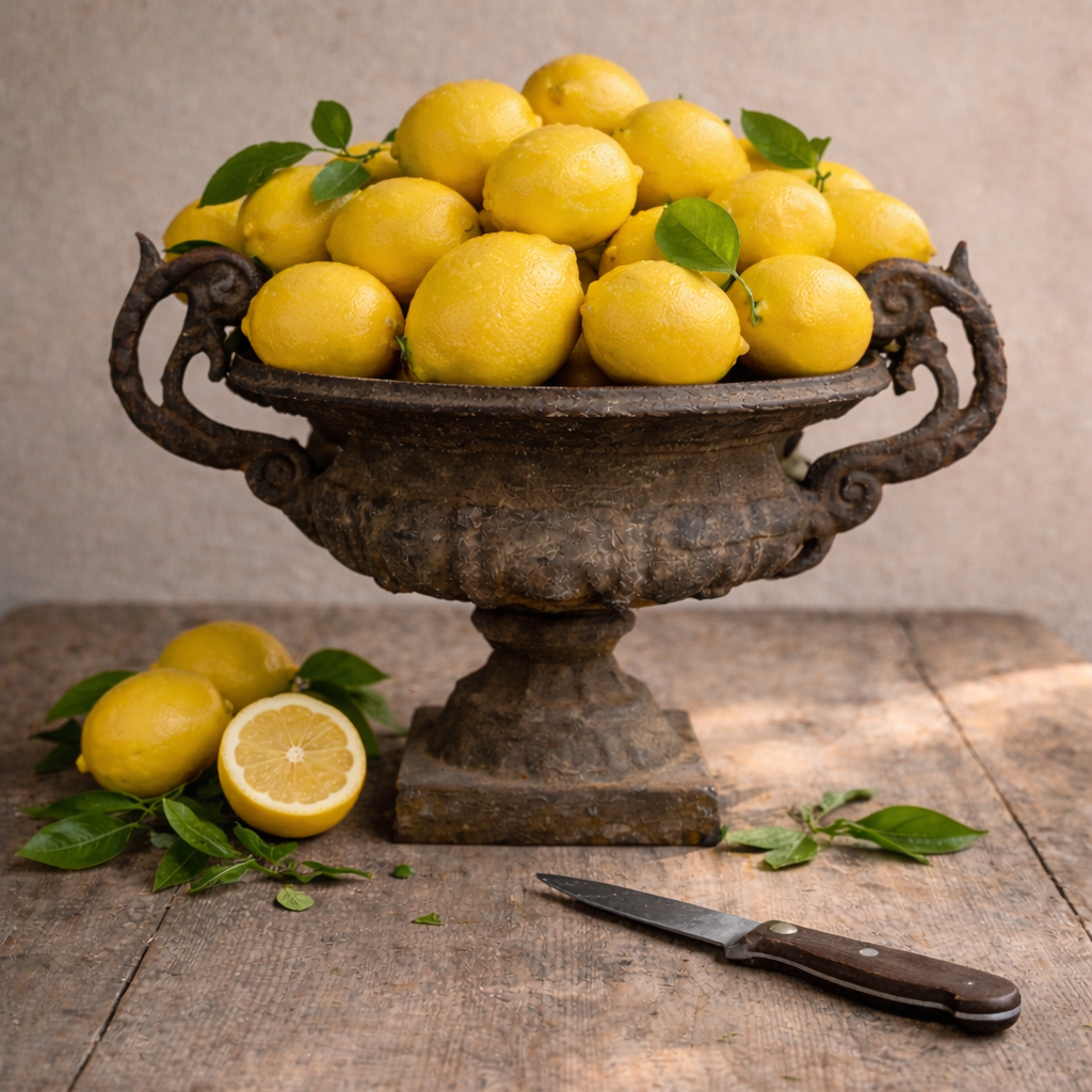 Antique French Cast Iron Urn with Scroll Handles