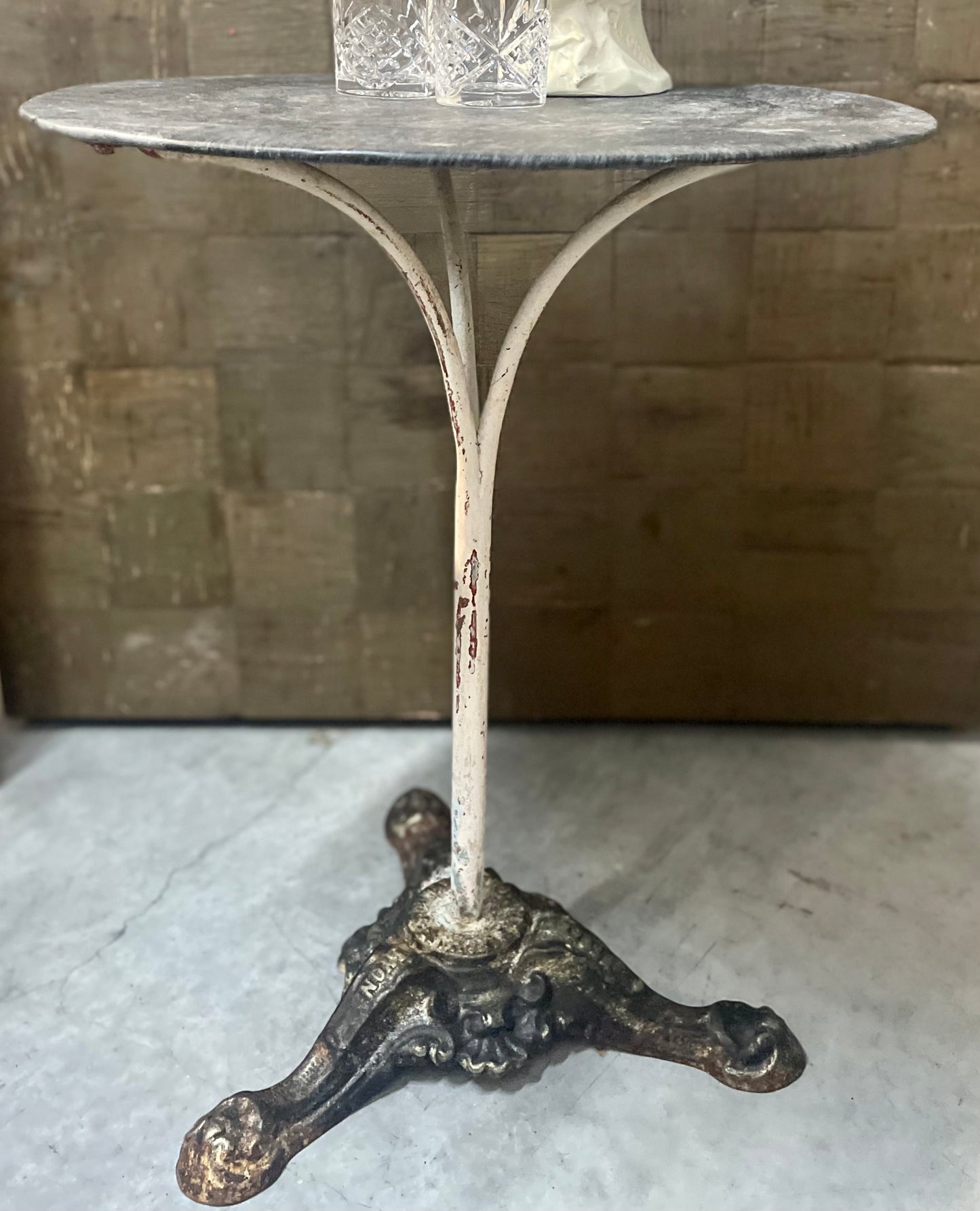 Antique French Metal & Cast Iron Cafe' Table