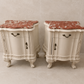 Vintage Italian Bombe Cabinets with Rosso Marble Tops