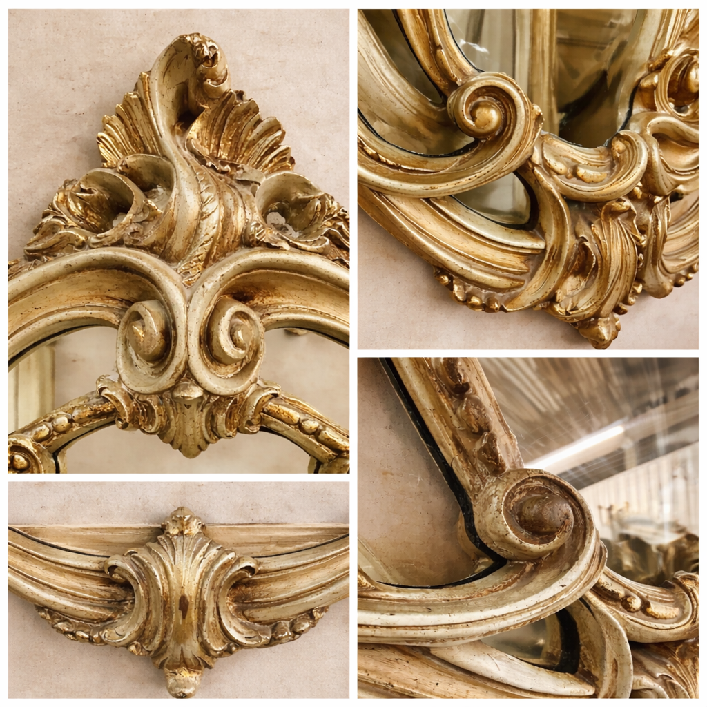 Mid Century Italian Giltwood Rococo Revival Mirror