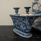 Large Vintage Italian Gubbio Maiolica Garniture Set – Hand Painted Blue Relief Ensemble