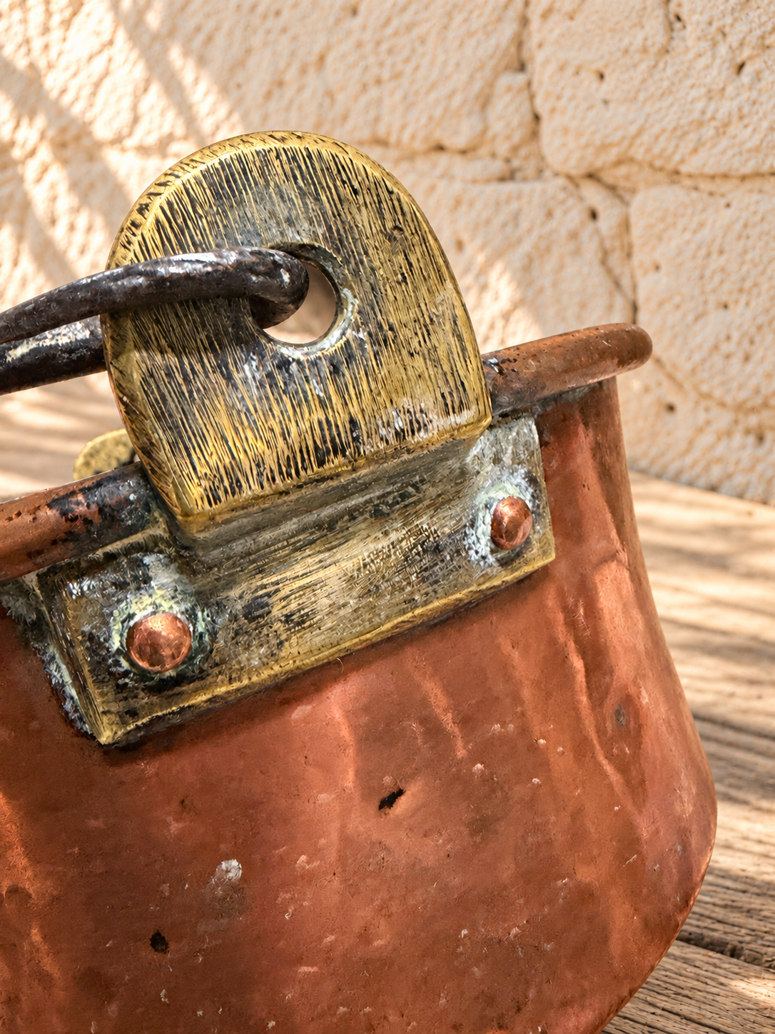 Antique Copper Pot with Iron Swing Handle