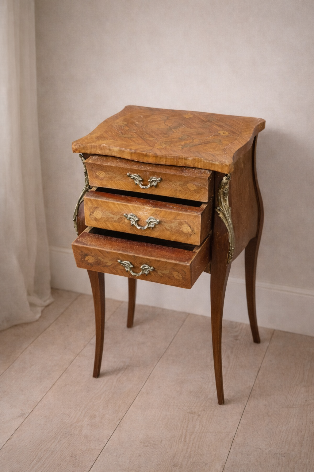 Bedside Table Set Italian Walnut