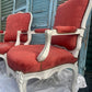 French Brocade Louis XV Style Armchairs