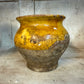 19th Century French Confit Pot Small - Yellow Glazed Rustic Earthenware Vessel