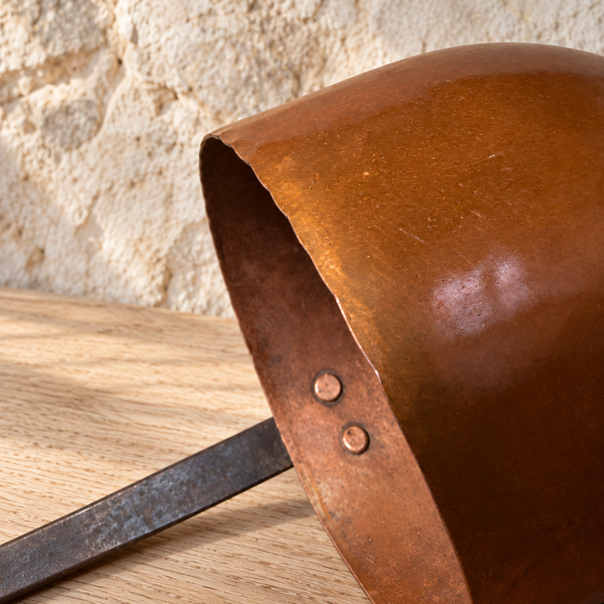 Copper bowl and handle antique. 