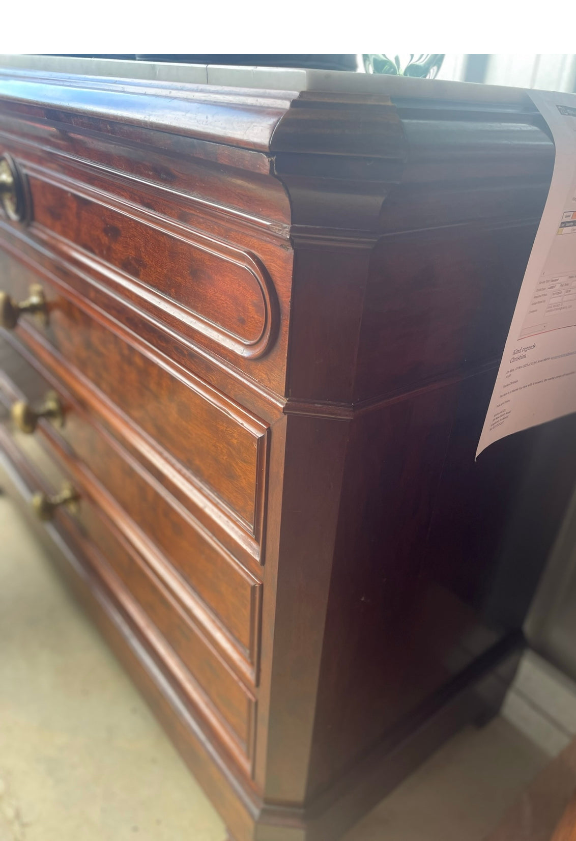 Marble Top Italian Mahogany Writing Desk