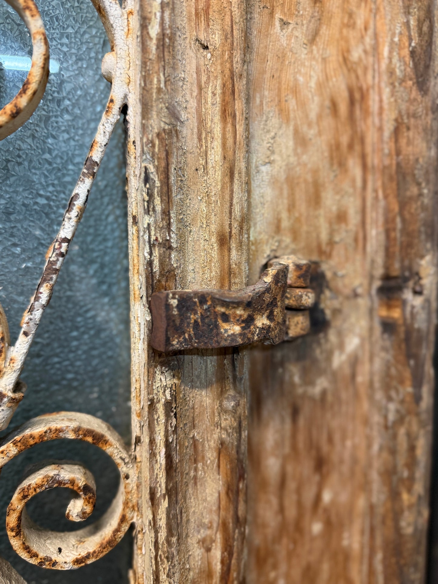 Antique Oak Doors with Iron Scroll Work