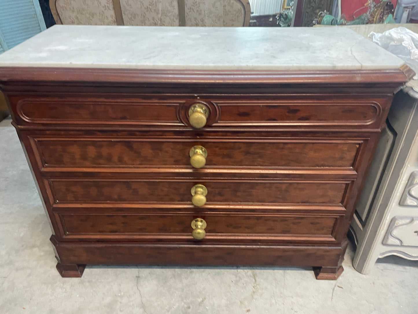 Marble Top Italian Mahogany Writing Desk