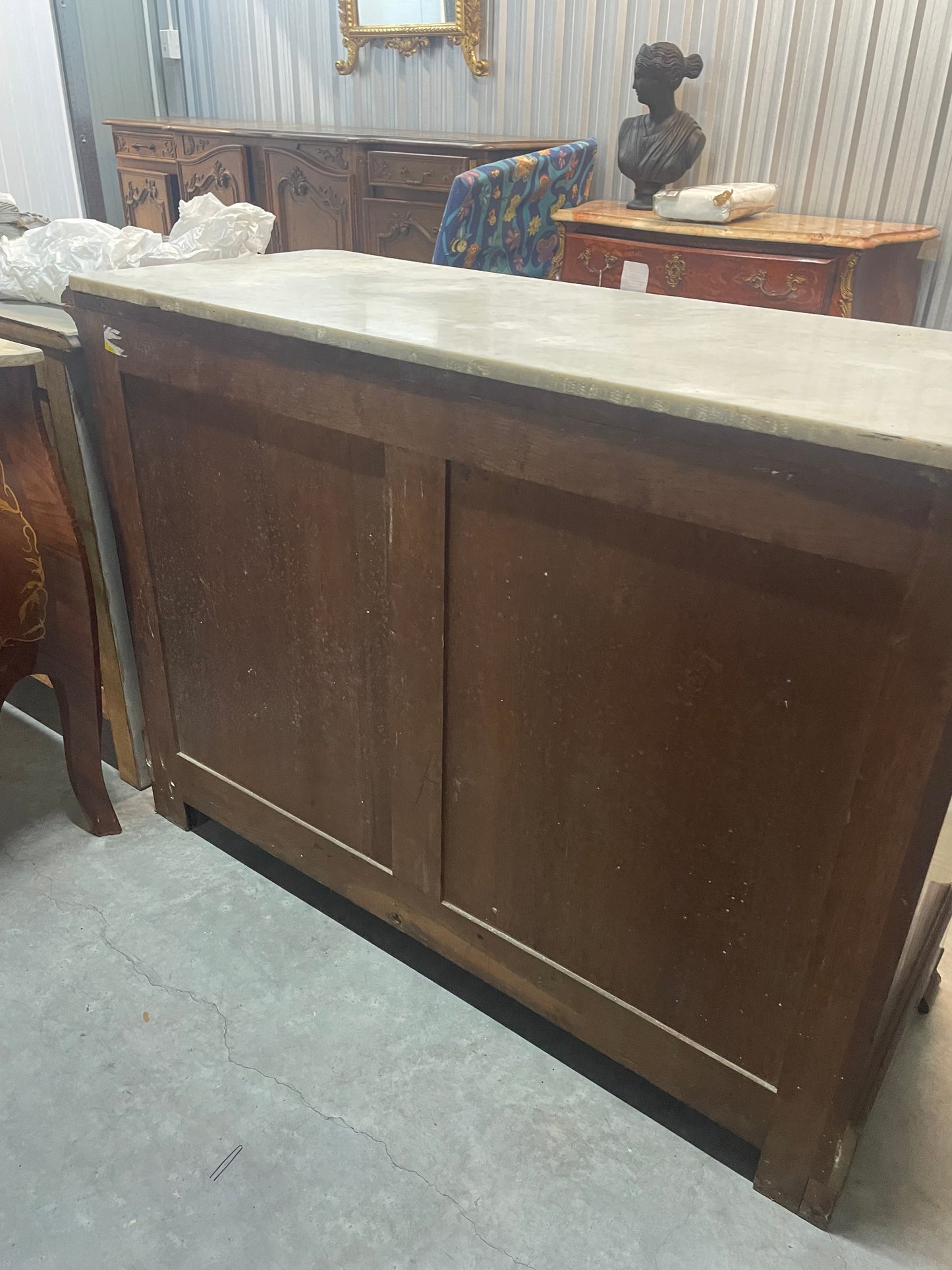 Marble Top Italian Mahogany Writing Desk