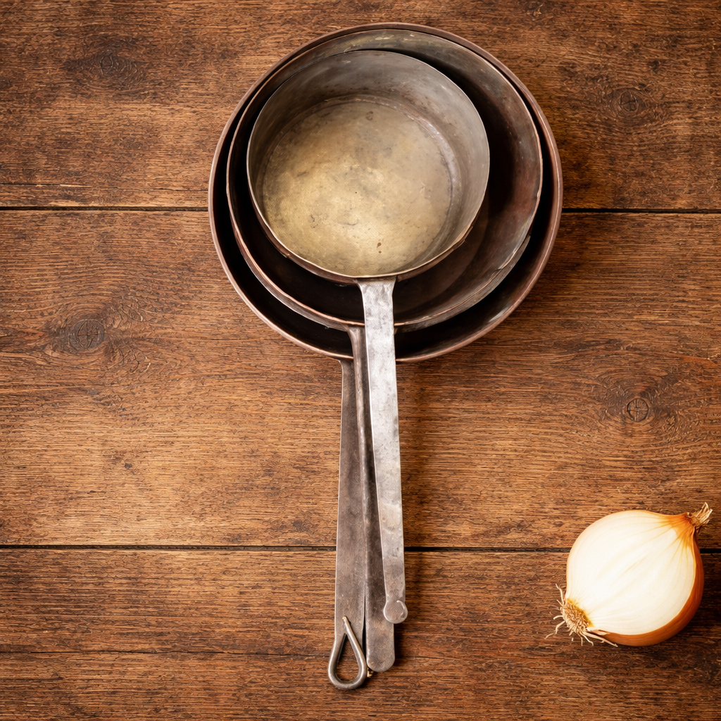 Set of 4 French Copper Saucepans