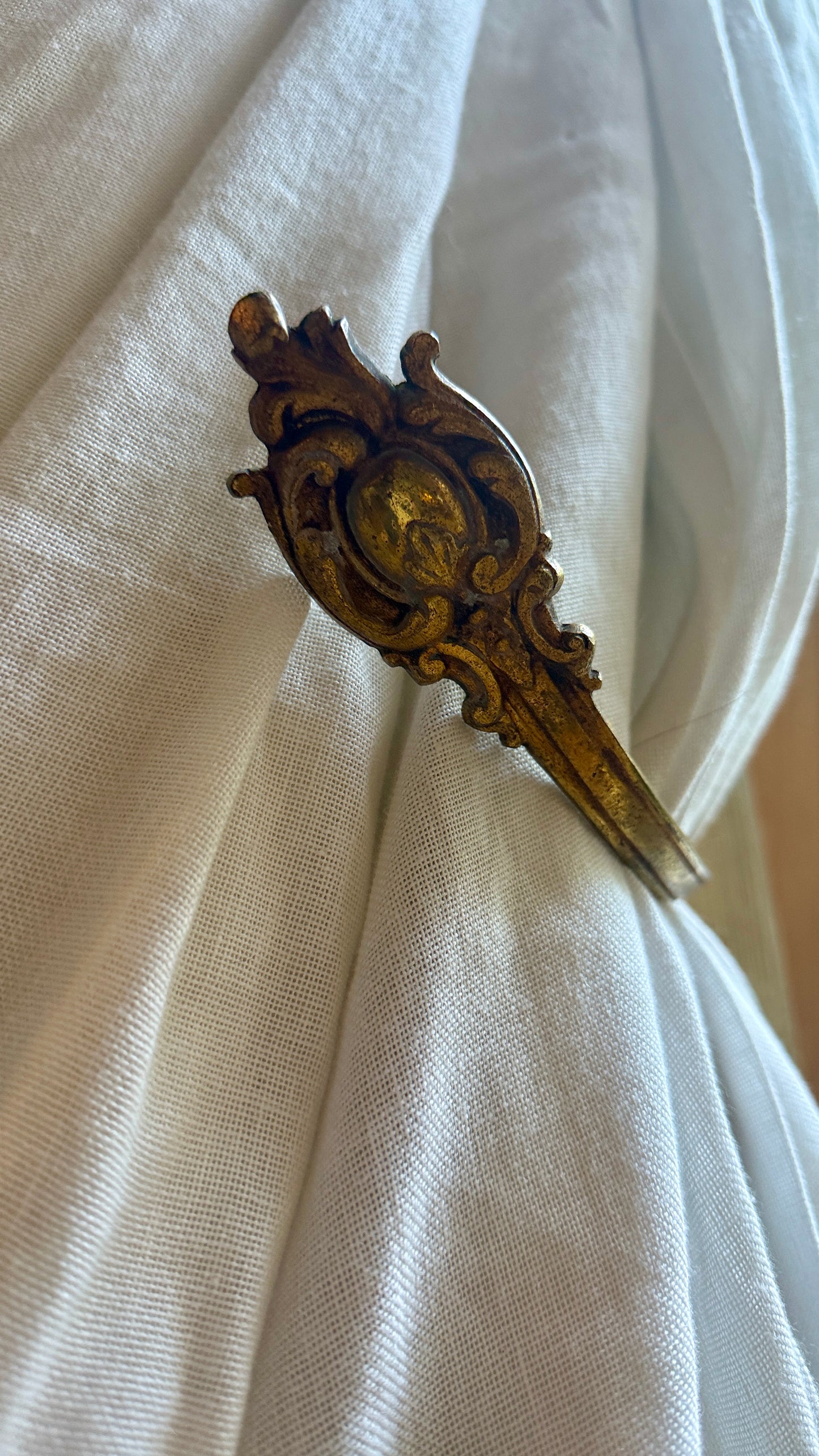 Antique French Brass Curtain Hooks