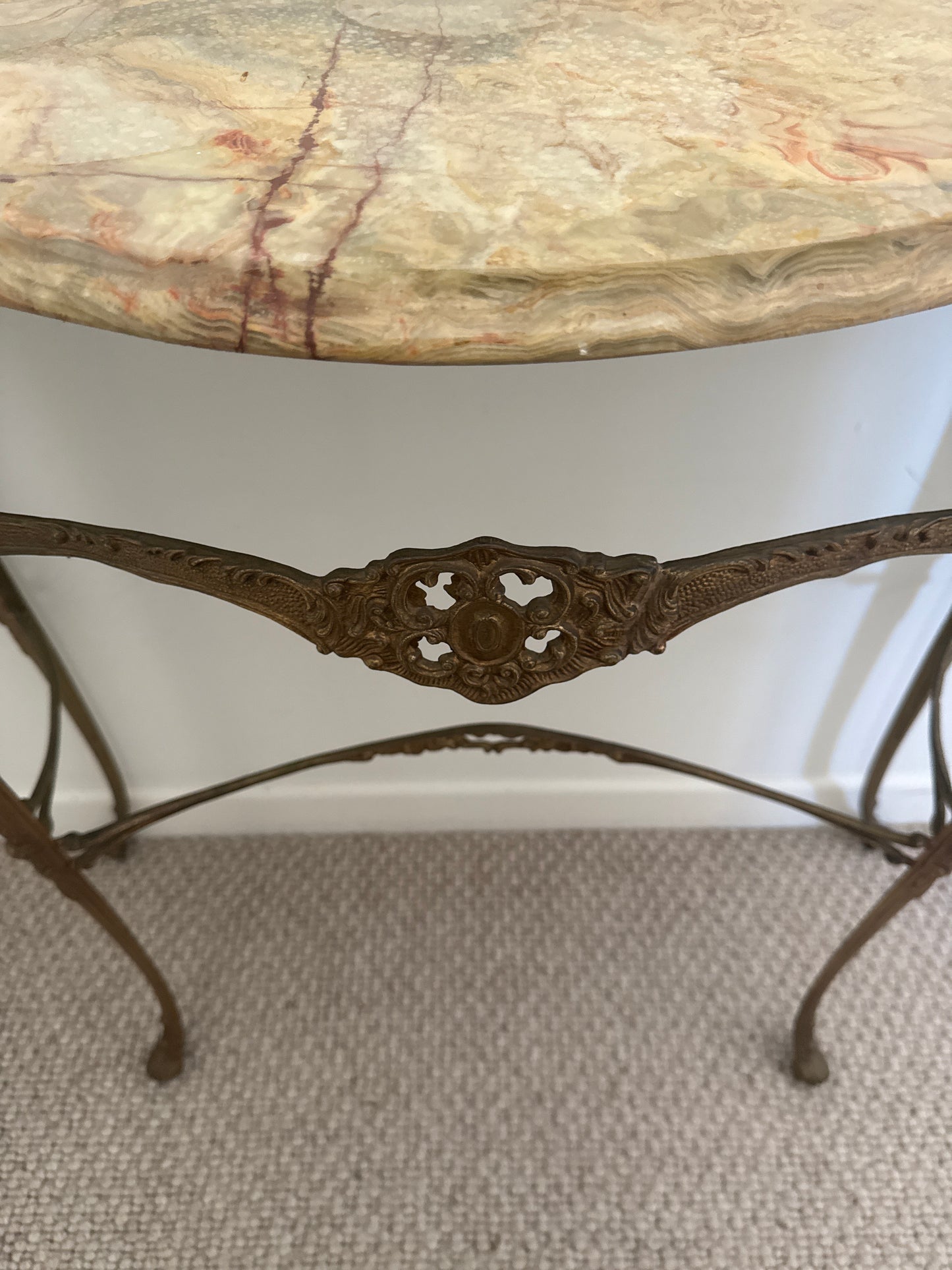 Antique French Marble Petite Console Mid Century