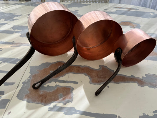 Trio of French Copper Pans