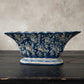 Large Vintage Italian Gubbio Maiolica Garniture Set – Hand Painted Blue Relief Ensemble
